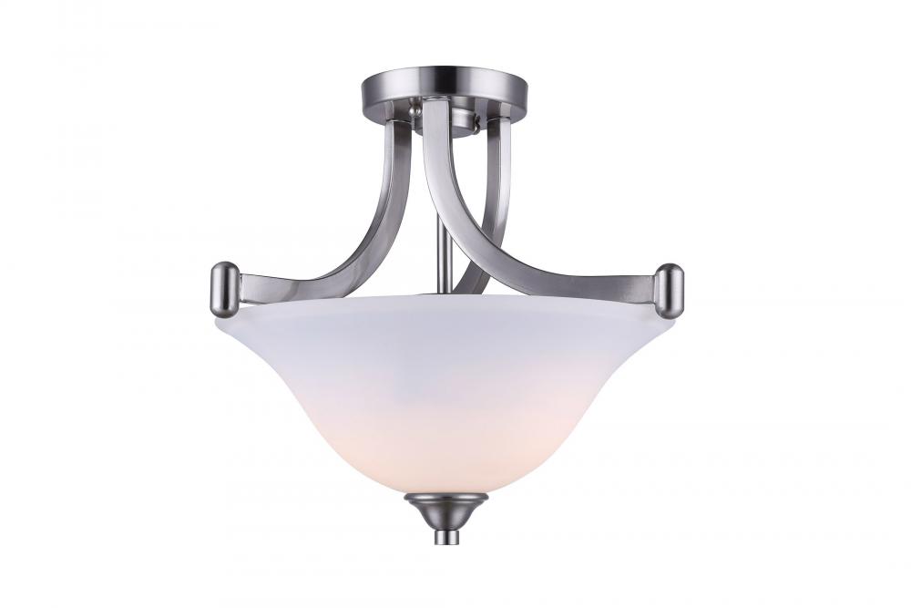 Rue 2 Lt Semi-Flush mount, Flat Opal Glass, 60W Type A, 15" x 13"