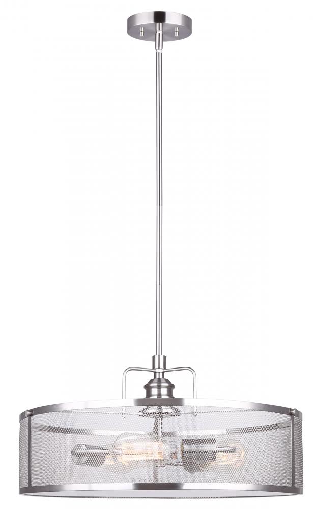 BECKETT, ICH626A03BN20, 3 Lt 20" Rod Chandelier, Metal Shade
