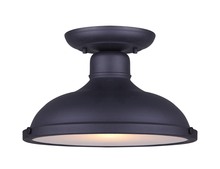 Canarm IOL360BK - Marcella, 1 Lt Semi-Flush Outdoor, Glass Panel, 60W Type A, 12" W x 7 1/2" H