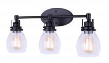 Canarm IVL705A03BK - CARSON, IVL705A03BK, MBK Color, 3 Lt Vanity, Seeded Glass, 100W 