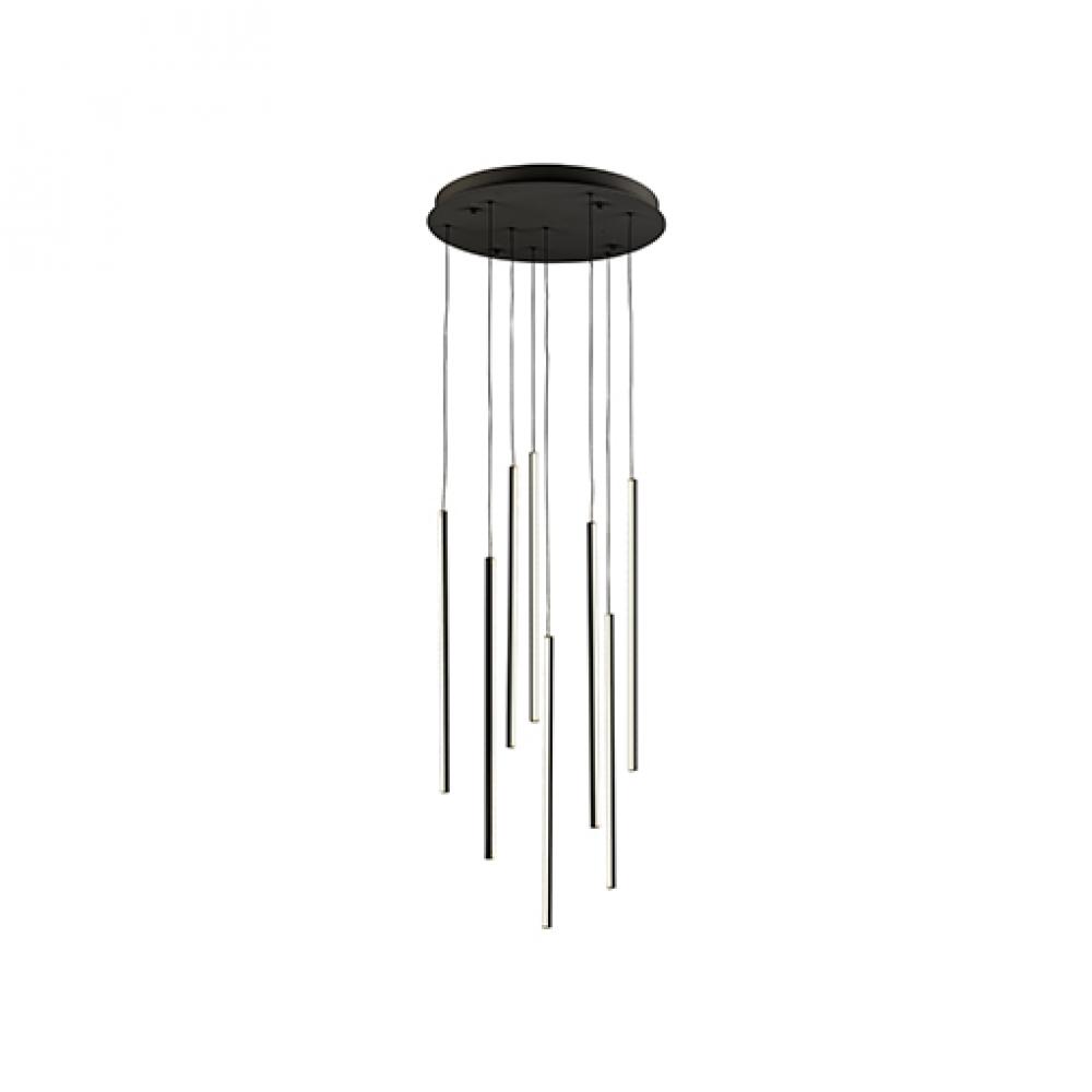 Chute 8 Head Black LED Multi Pendant