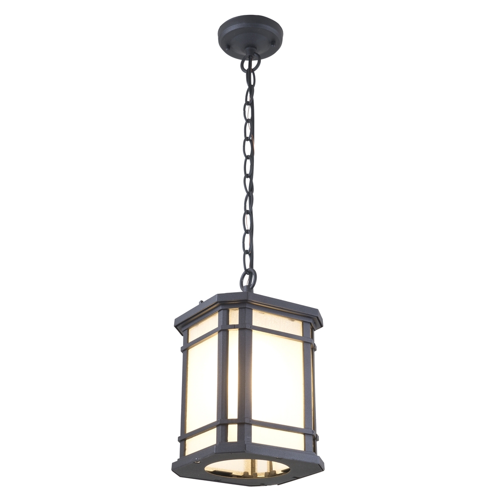 Wall Sconce- CARDIFF BLACK WITH SAND BLASTED GLASS