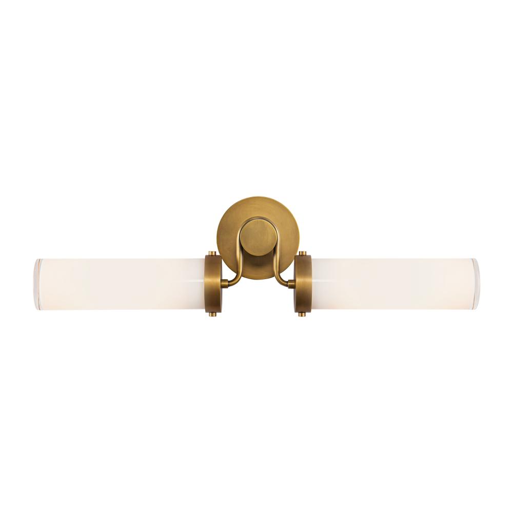 Wynwood 23-in Vintage Brass/Glossy Opal 2 Lights Wall/Vanity